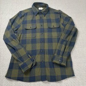 Faherty Shirt Men’s Medium Green Blue Buffalo Plaid Legend Flannel Soft M